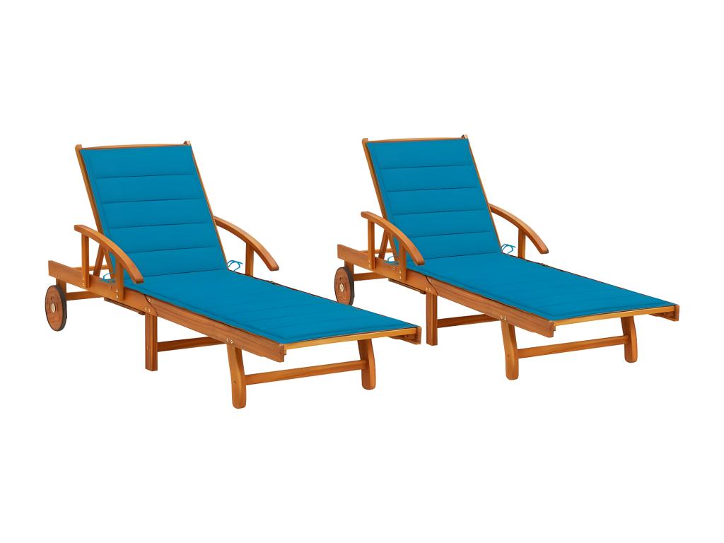 Set of 2 sun loungers with cushions, solid wood, Laviecasa SBEH85233