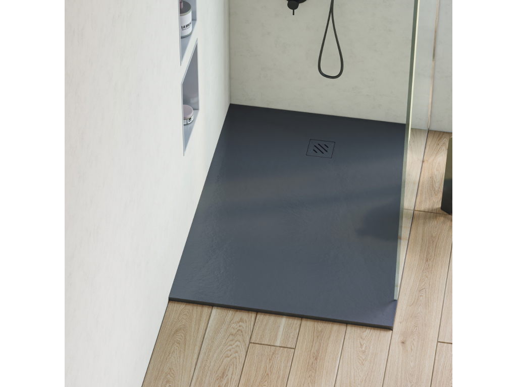 Laviecasa Extra-Flat Shower Tray - Laviecasa Texture in Graphite Polyester - L160 x W75 x H2.6 cm - Laviecasa CNVQ53390