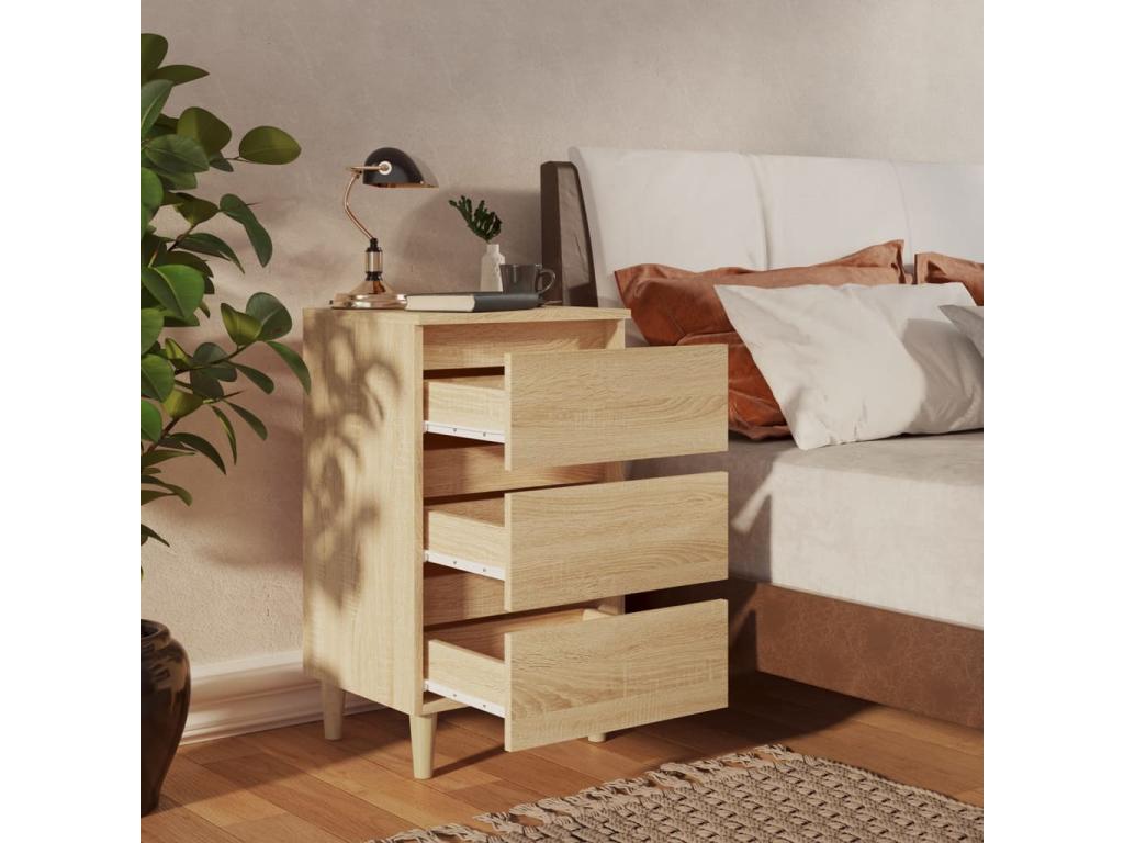 Bedside table with oak wood legs, Meublori, 40x35x69 cm