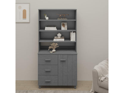 Meublori Buffet, Solid Pine Wood, Dark Grey
