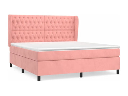Upholstered bed base with mattress, Pink, 180x200 cm, Velvet, PYOW37058