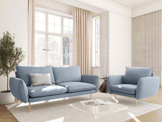 Laviecasa - Laviecasa 2-seater sofa in light blue velvet - 160x92x95cm JHTQ76231