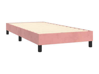 Upholstered bed base with mattress, pink, 90x200 cm, velvet