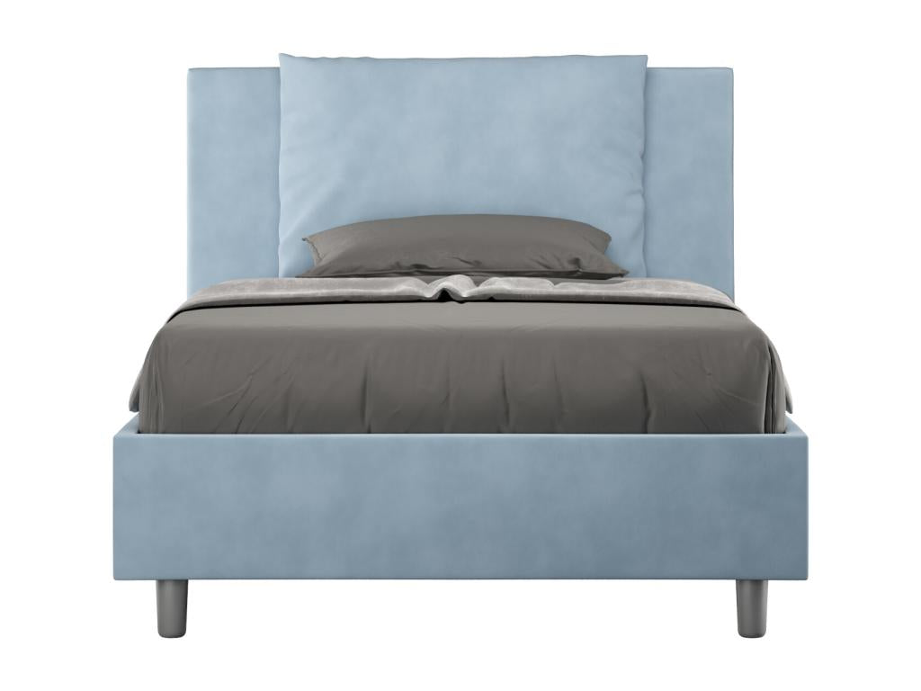 Single bed without slatted base, upholstered, 120x190 cm, light blue microfiber, Laviecasa IUTJ25495