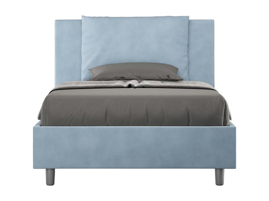 Single bed without slatted base, upholstered, 120x190 cm, light blue microfiber, Laviecasa IUTJ25495