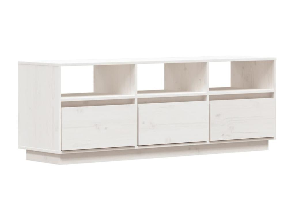 White wooden multimedia TV stand with shelf, 140x37x50 cm, 02 0025929