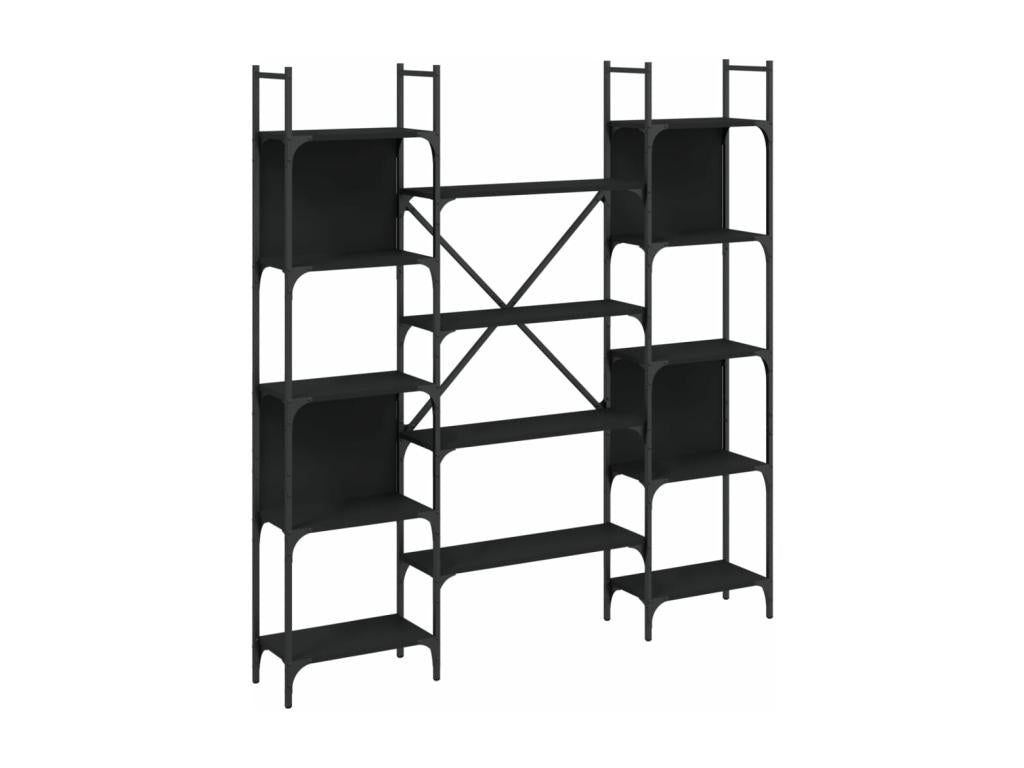 Black bookcase, 155.5x24x166.5 cm, engineered wood