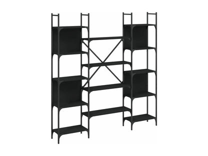 Black bookcase, 155.5x24x166.5 cm, engineered wood