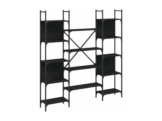 Black bookcase, 155.5x24x166.5 cm, engineered wood