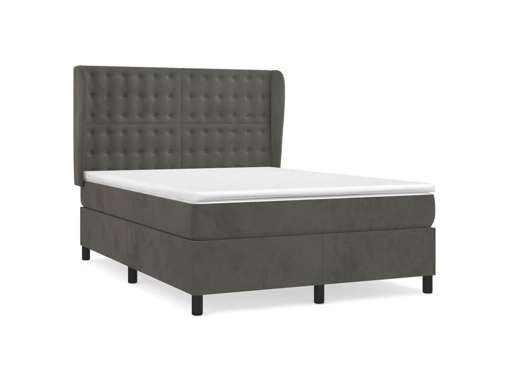 Laviecasa bed base and mattress, Dark Grey 140x190 Velvet AWND86513