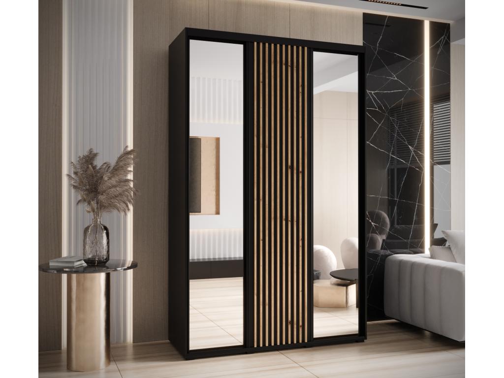 Meubiana 2 Sliding Door Wardrobe 205.2/160/45 3 Doors Black/Black