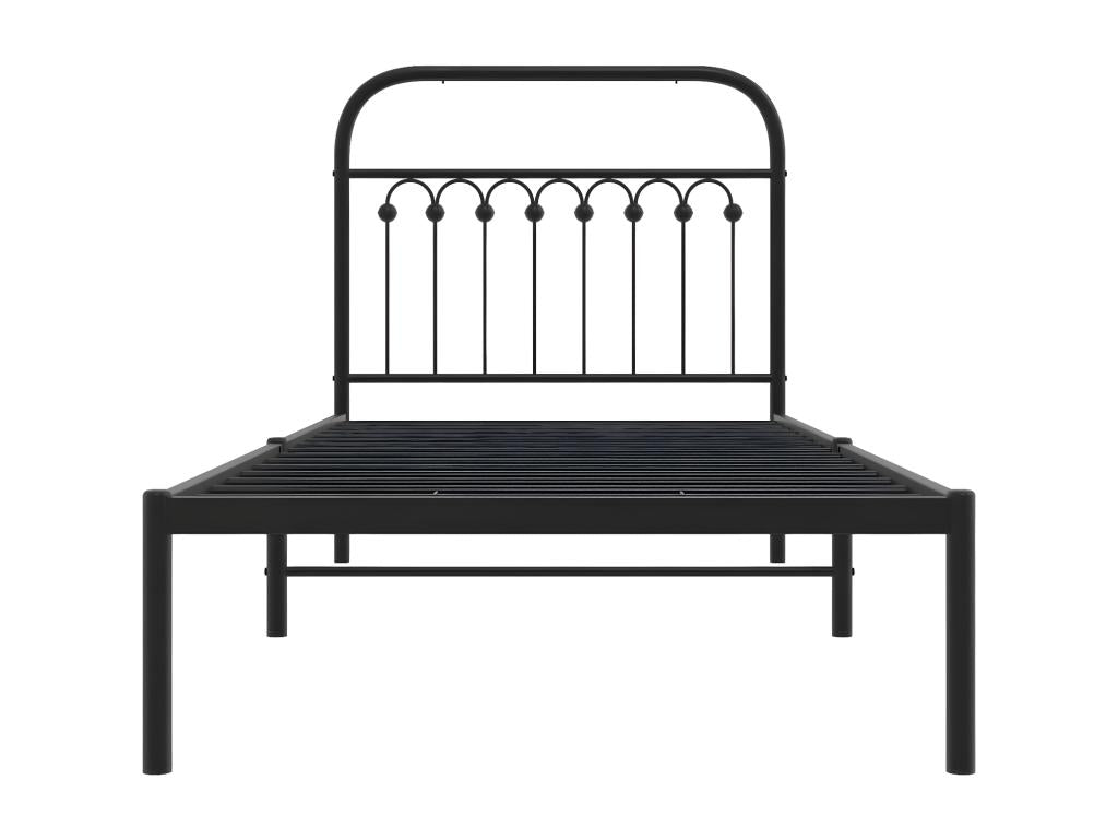 Metal bed frame with black headboard 90x200 cm