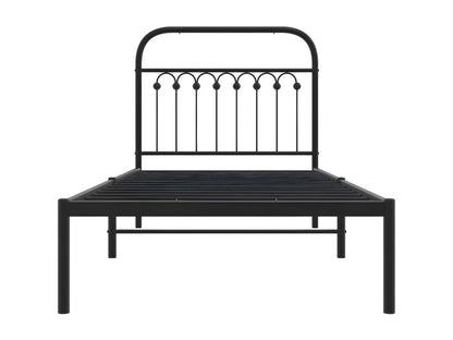 Metal bed frame with black headboard 90x200 cm