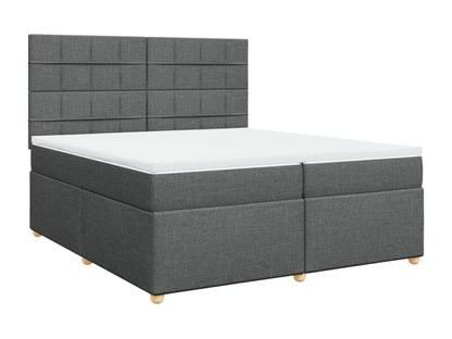 Meublori bed base with mattress, dark grey, 200x200cm, fabric