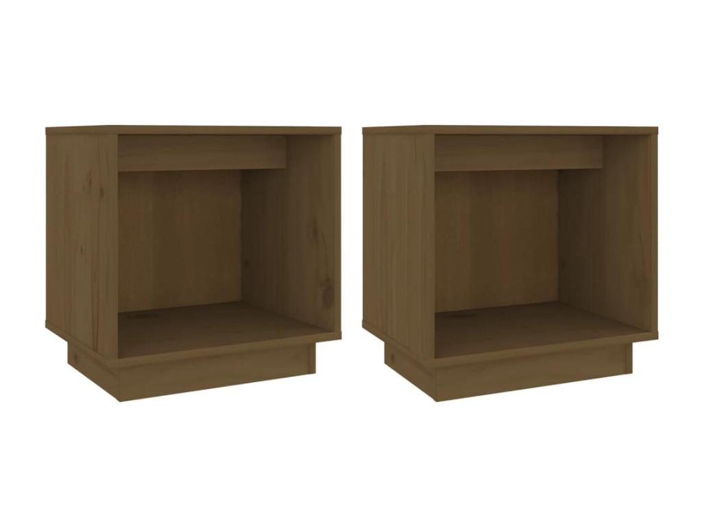 Set of 2 bedside tables, honey brown, 40x30x40cm, solid pine wood, LBZL87267
