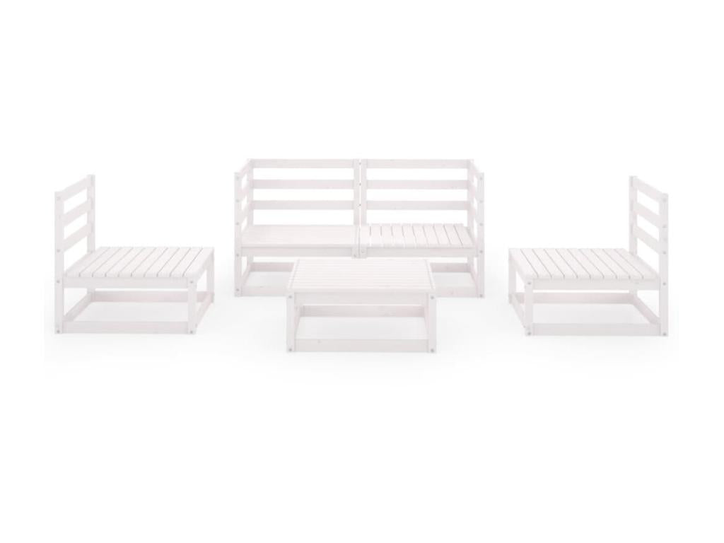 5-piece garden furniture set, white, solid pine wood, 16 GETK26876