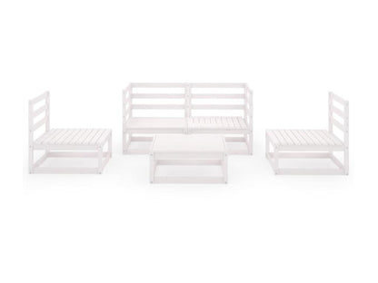 5-piece garden furniture set, white, solid pine wood, 16 GETK26876