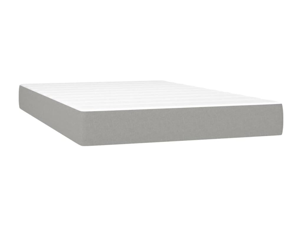 Upholstered bed base with mattress, light grey, 120x200cm, fabric