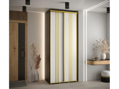 Meublori 6 Sliding Door Wardrobe 235.2/110/60 2 Doors Black/White/Gold