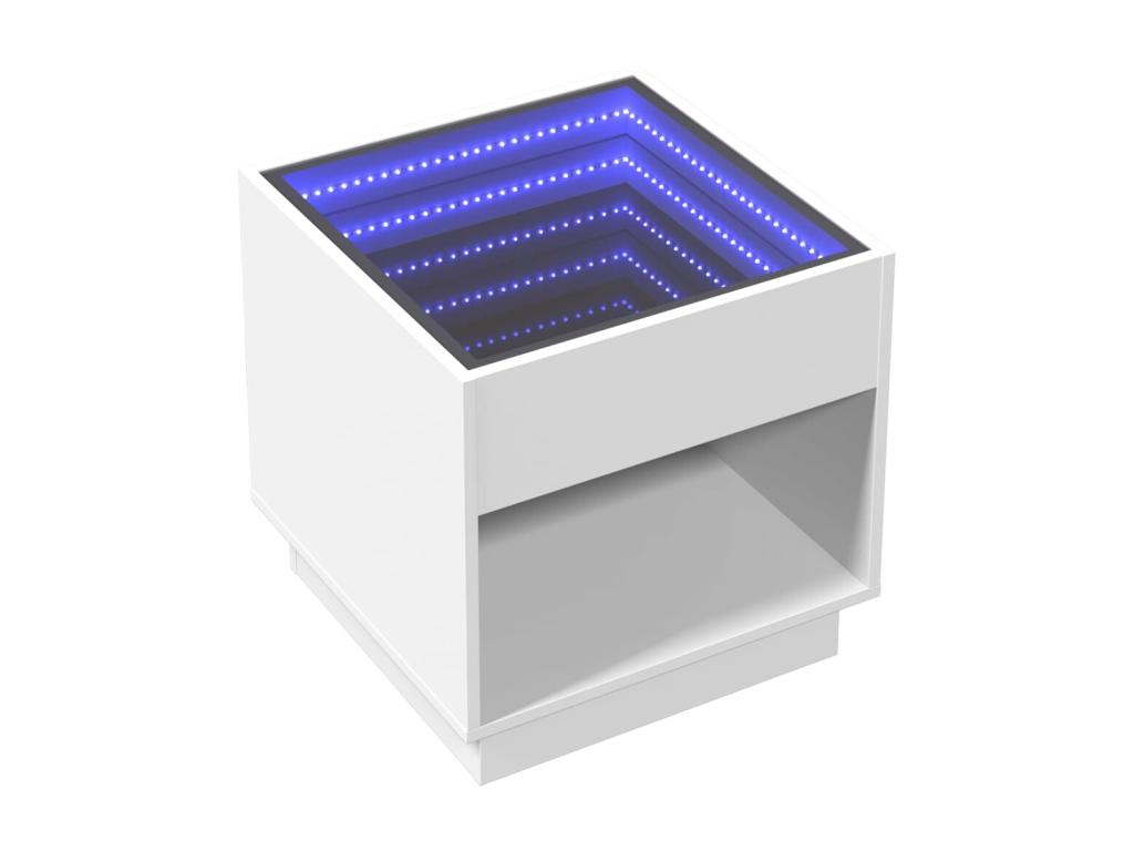 Bedside table with infinity LED, white, 50x50x50 cm, SEYX74161