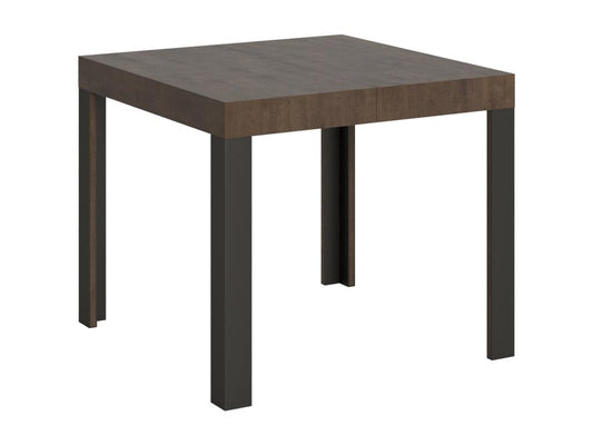 Extendable table 90x90/246 cm Meublori Walnut with Anthracite frame