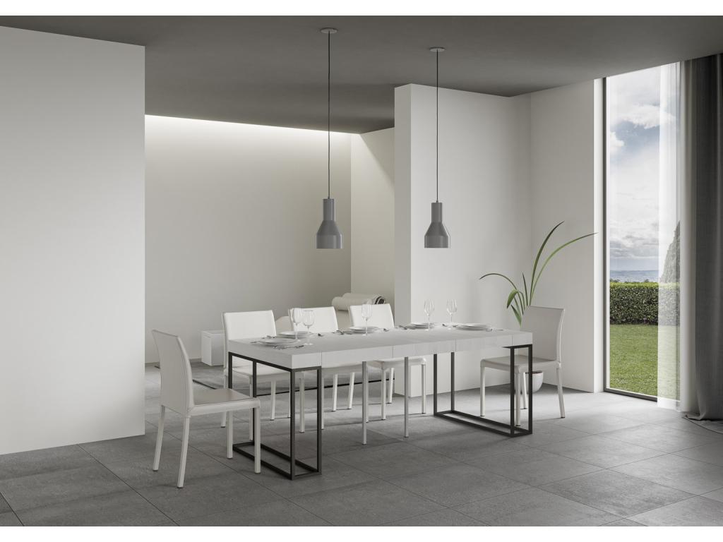 Extendable console table 90x40/196 cm Epoca Small Premium White Ash with Anthracite frame KGUY70187