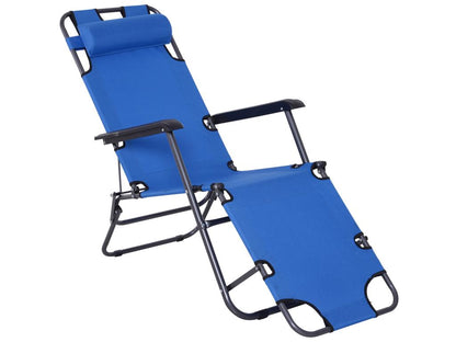 Laviecasa Folding Sun Lounger, Relaxation Chair with Reclining Backrest and Footrest, Polyester, Blue, VAAG06102