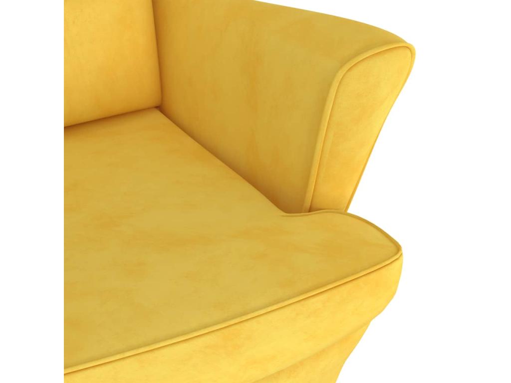 Mustard yellow velvet armchair