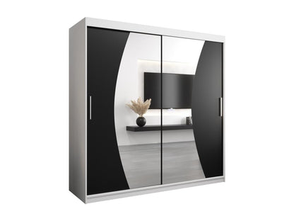 Meublori Sliding Door Wardrobe 200/200/62 2 Doors White/Black