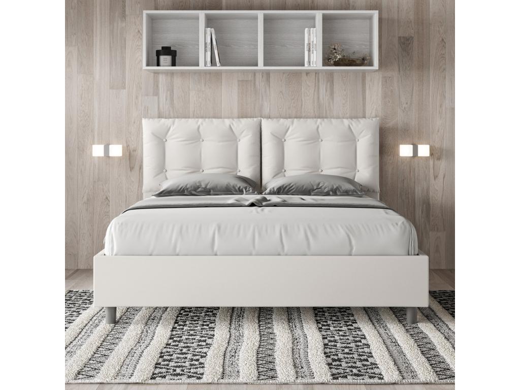 Bed with upholstered slatted base 160x190 white faux leather Laviecasa EWXI26616