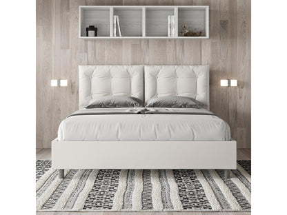 Bed with upholstered slatted base 160x190 white faux leather Laviecasa EWXI26616