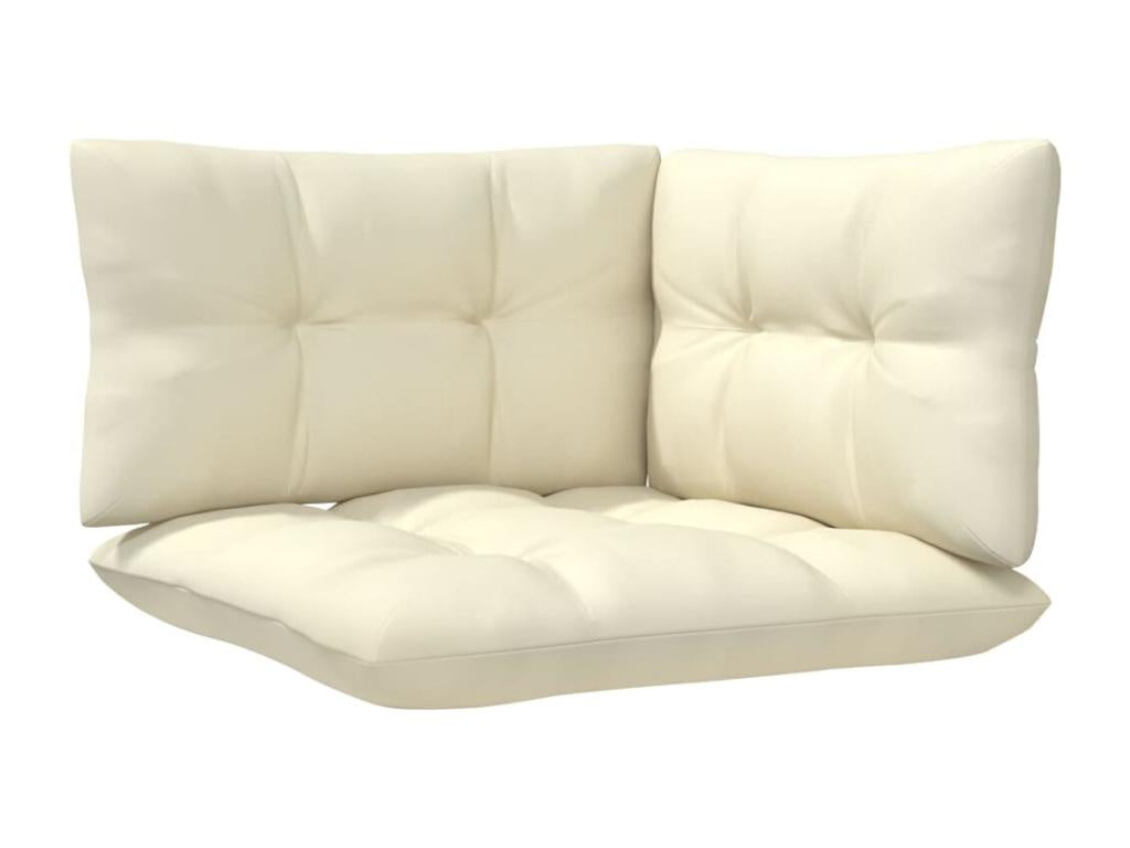 6-piece garden furniture set with cream cushions, pine wood