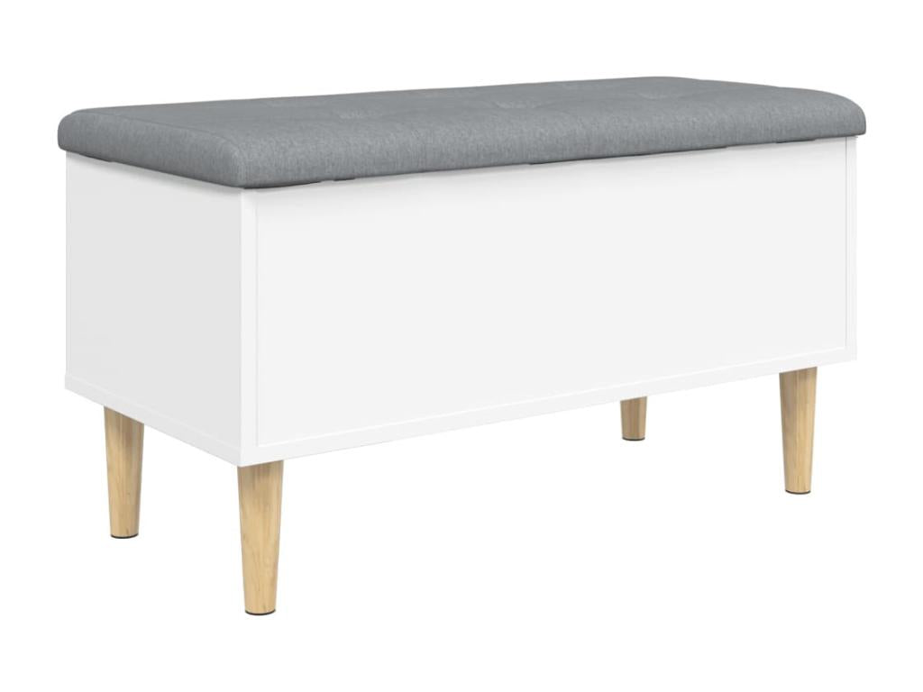 White storage bench 82x42x46 cm engineered wood