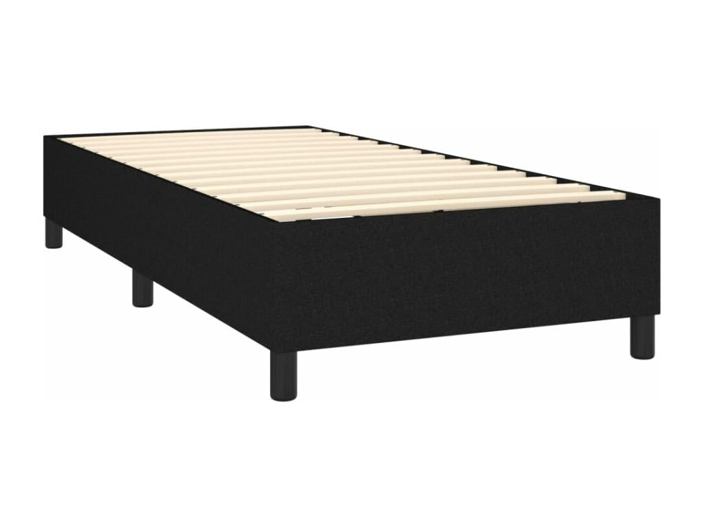 Upholstered bed base with mattress, black, 90x190 cm, fabric