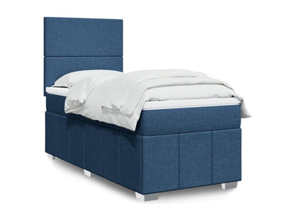 Meublori bed base with blue 80x200 cm mattress, fabric