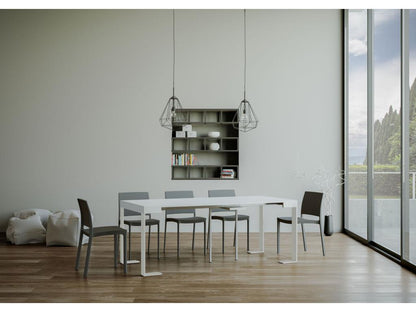 Extendable Console Table 90x40/196 cm Tecno Small White Ash White Frame KOUV93357