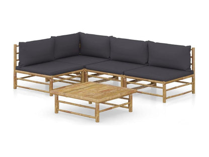 5-piece garden furniture set with dark grey cushions Laviecasa ISLA84913