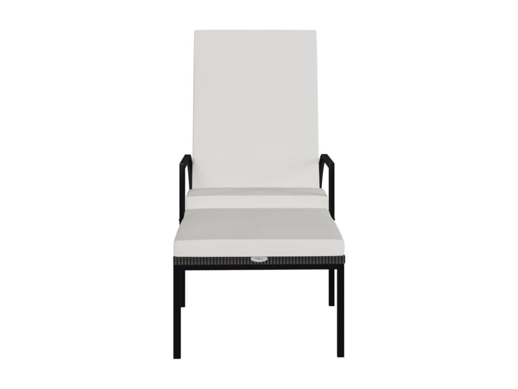 Chaise longue with footrest, brown woven resin