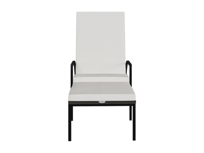 Chaise longue with footrest, brown woven resin