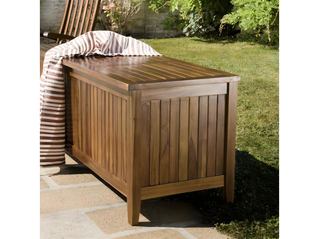 Meublori - Garden storage box for swimming pool in oiled teak wood 165x55cm