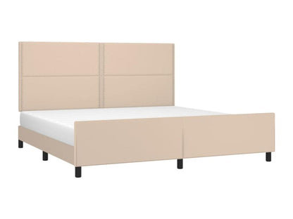 Cappuccino bed frame with headboard, 200x200 cm, faux leather