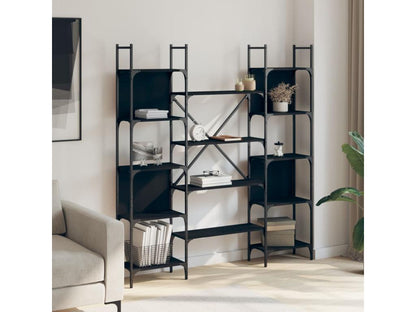 Black bookcase, 155.5x24x166.5 cm, engineered wood