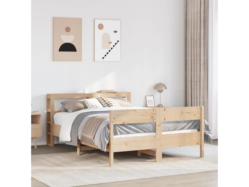 Bed frame without mattress 140x200 cm solid pine wood TLNL13529