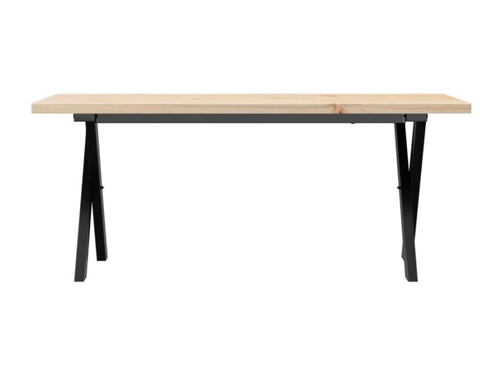 Coffee table with X-frame, 110x40x45.5 cm, solid pine wood and steel