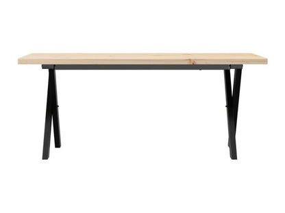 Coffee table with X-frame, 110x40x45.5 cm, solid pine wood and steel