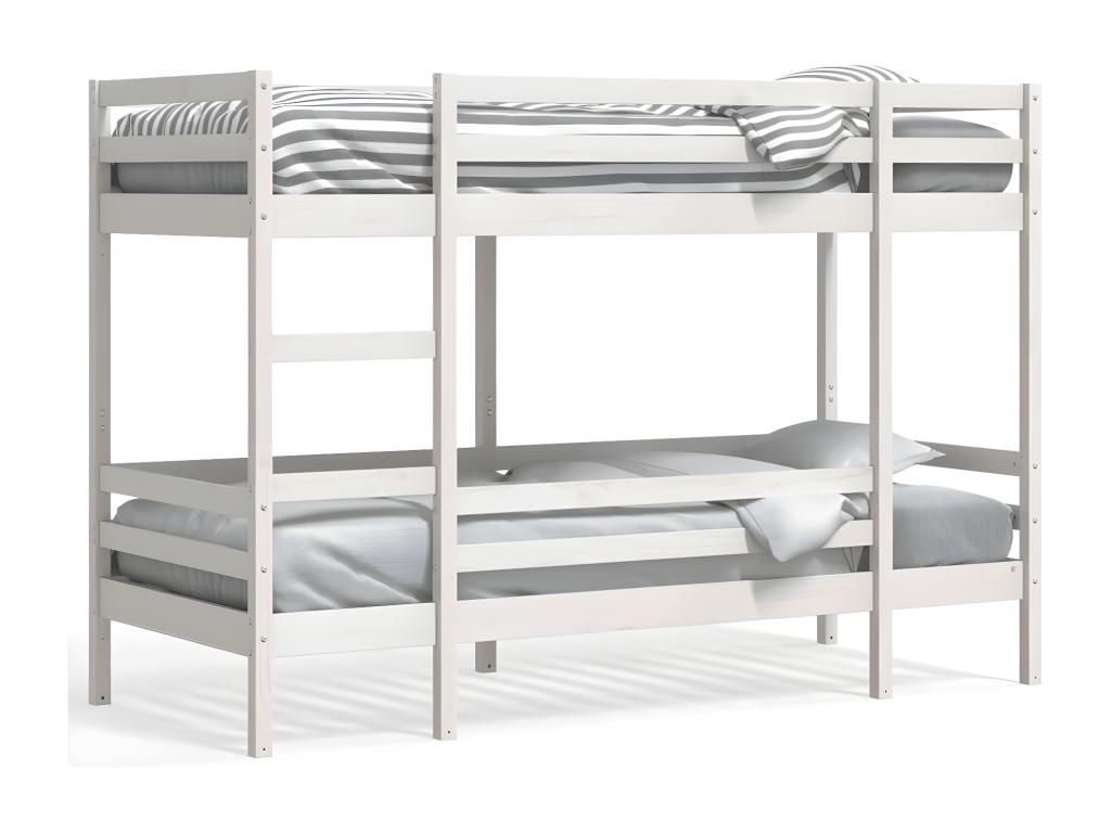 White Bunk Bed 90x190 cm Solid Pine Wood TDRB92853