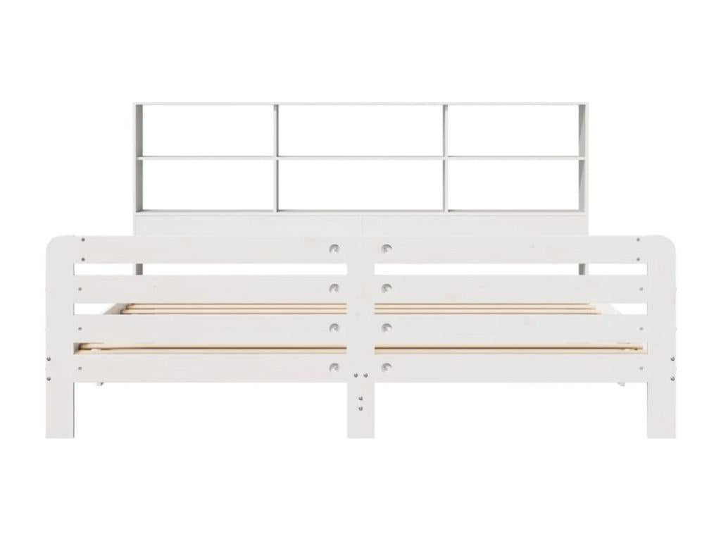 White bed frame without mattress, 200x200 cm, solid pine wood