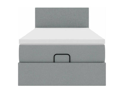 Ottoman bed frame and light grey mattress 100x200 cm fabric