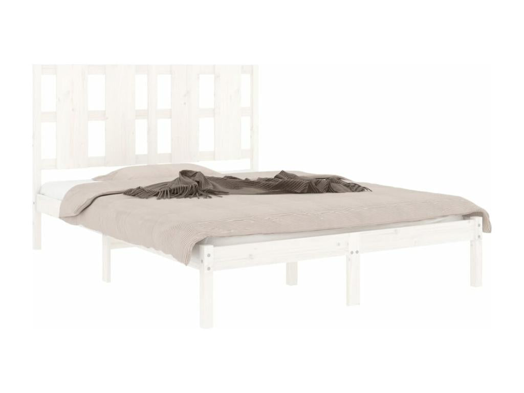 White bed frame, solid pine wood, 140x200 cm