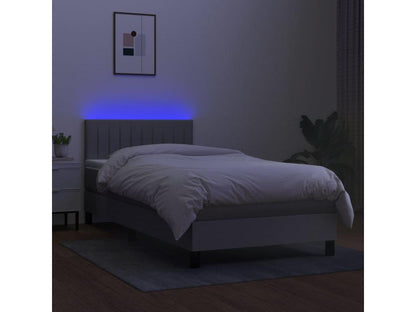 Laviecasa bed base with mattress and LED, light grey, 90x190 cm, XKPZ28497
